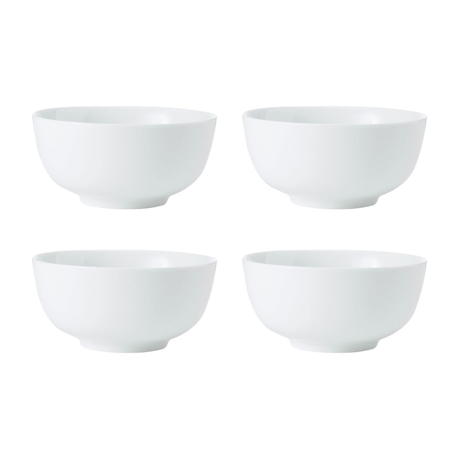 4pc Mikasa Chalk Kitchen Porcelain Cereal Bowl Set 14cm White