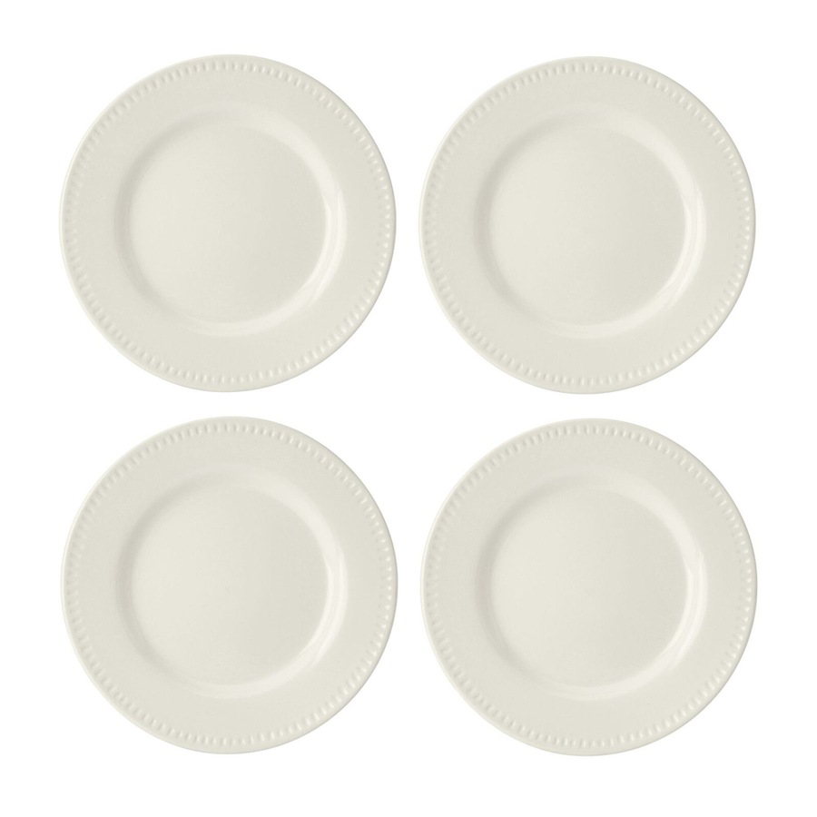 4pc Mikasa Cranborne Stoneware Everyday Dining Side Plate Set, 21cm - Cream