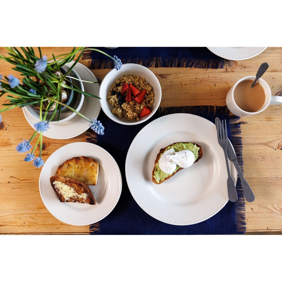 4pc Mikasa Cranborne Stoneware Everyday Dining Side Plate Set, 21cm - Cream