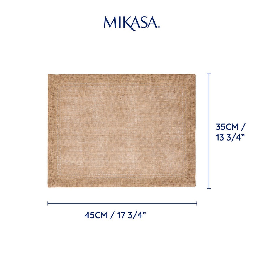 4pc Mikasa Rectangular 35 x 45cm Jute Dining Table Placemats Natural