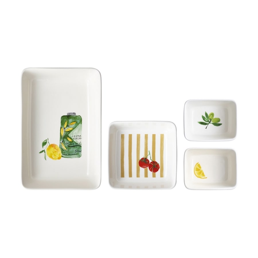4pc Porto Multicoloured Italian Inspired Valentina Serving Set Stoneware