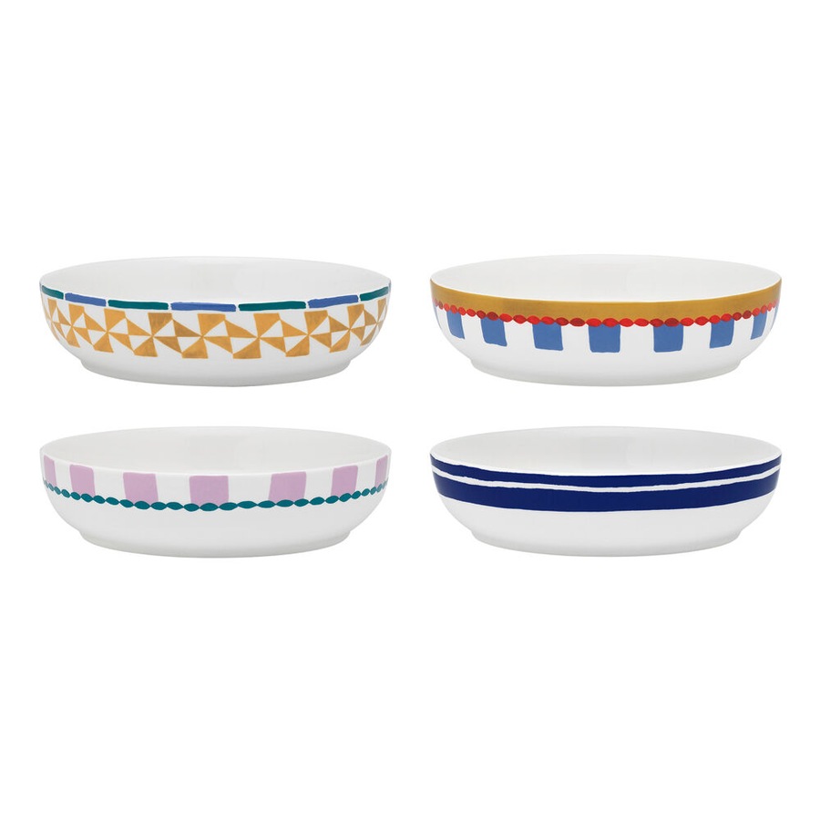 4pc Porto Valentina Porcelain Pasta Bowls Food Dish Tableware 21.5cm Assorted