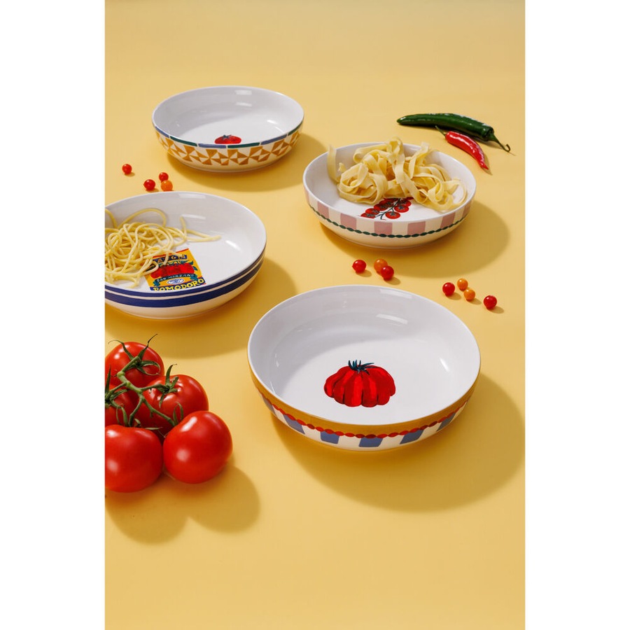 4pc Porto Valentina Porcelain Pasta Bowls Food Dish Tableware 21.5cm Assorted