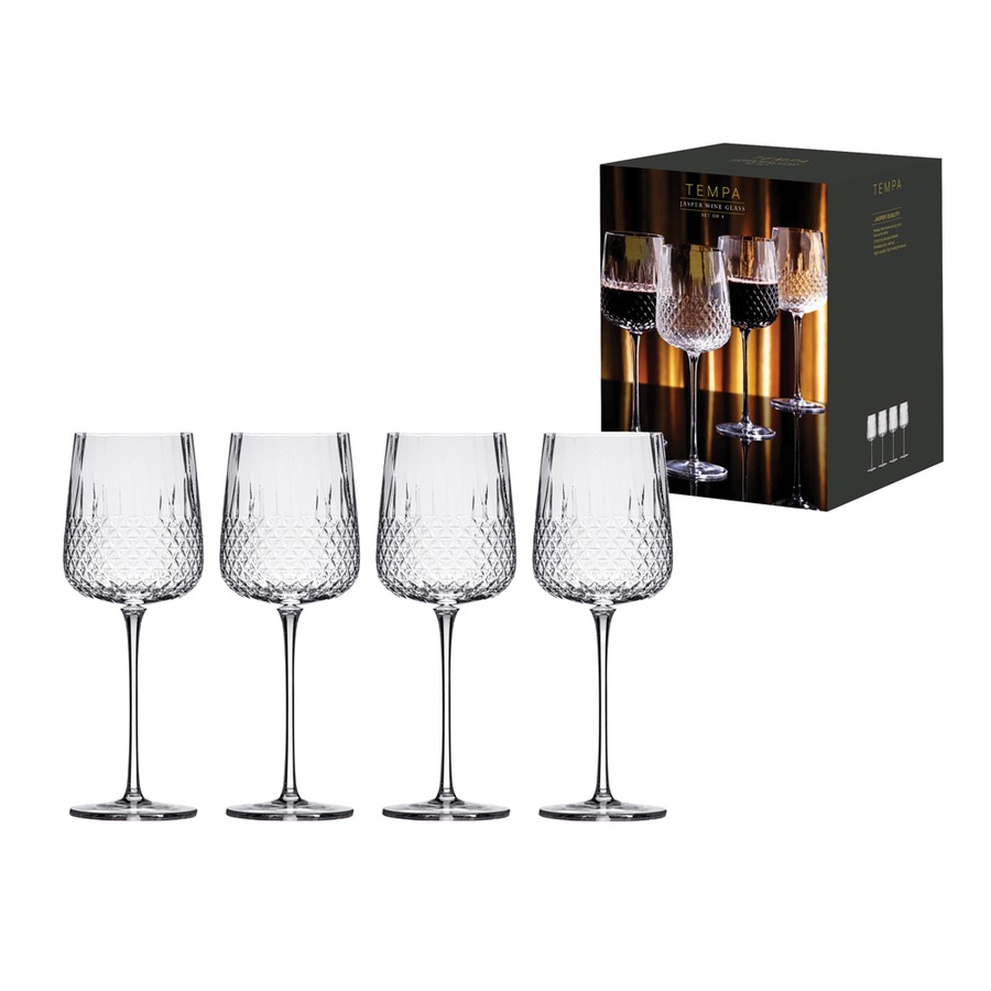 4pc Tempa Jasper 410ml Crystal Wine Glass Party Champagne Glassware Drinking Set