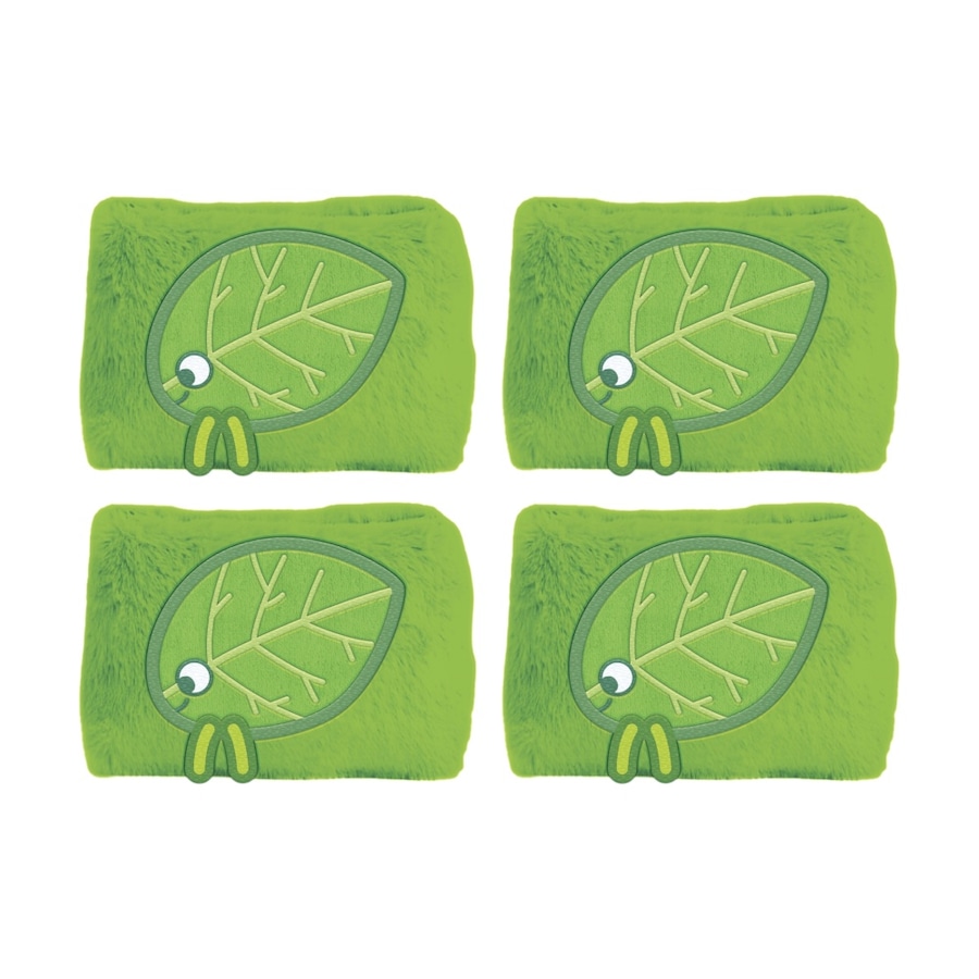 4PK Bluey Leaf Plush Zippered Pencil Case Rectangle Green & White