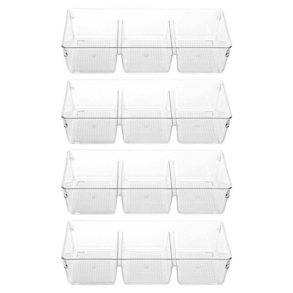 4PK Boxsweden Crystal Storage Tray Organiser BPA Free Plastic Container Clear
