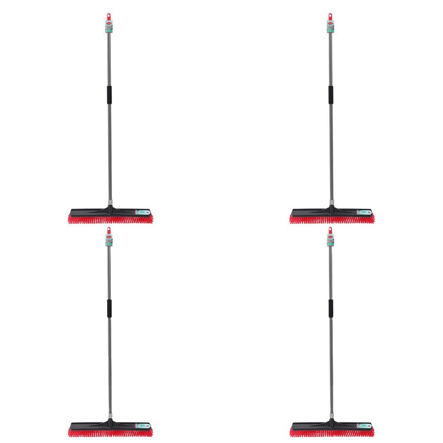 4PK Boxsweden Prime Outdoor Heavy Duty Broom w/ Comfort Grip Handle 60cm Assrtd