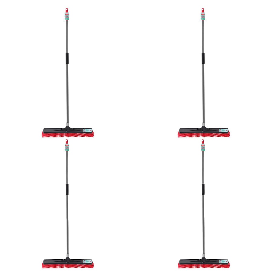 4PK Boxsweden Prime Outdoor Heavy Duty Broom w/ Comfort Grip Handle 60cm Assrtd