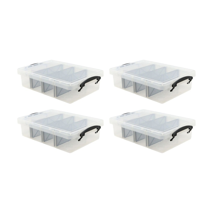 Buy 4PK Braz 4 Divided Compartment Storage Container W/ Secure Clip Lid ...