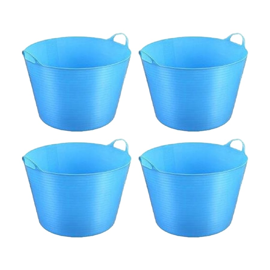 4PK Braz Durable Plastic Storage Bucket Flexi Tub W/ Handles 60L Assorted