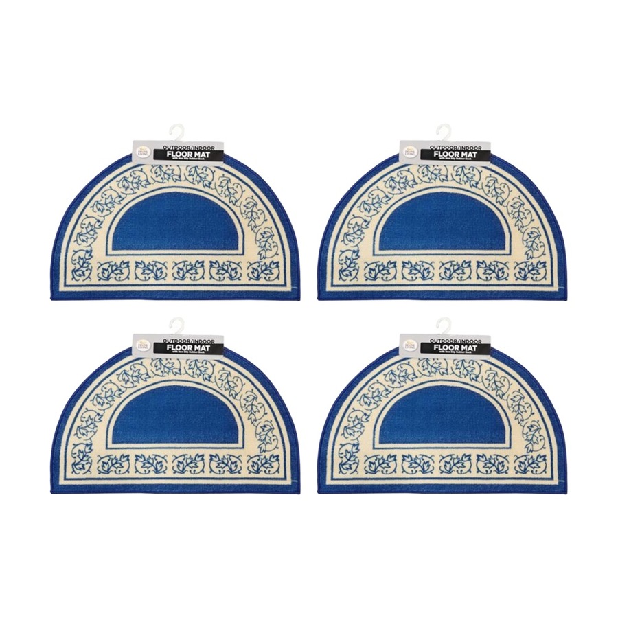 4PK Braz Outdoor Indoor Non Slip Latex Semi Circle Doormat 50x80cm Assorted