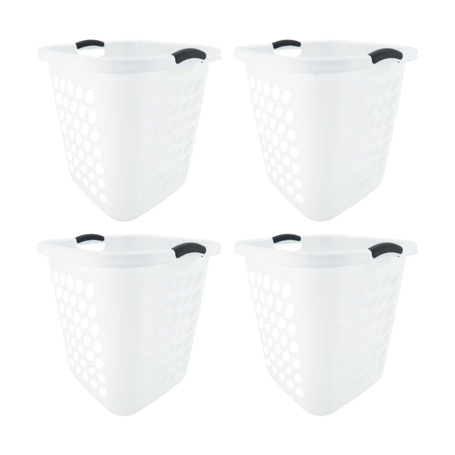 4PK Braz Plastic Tall Laundry Basket W/ Handles 45x45x49cm Assorted