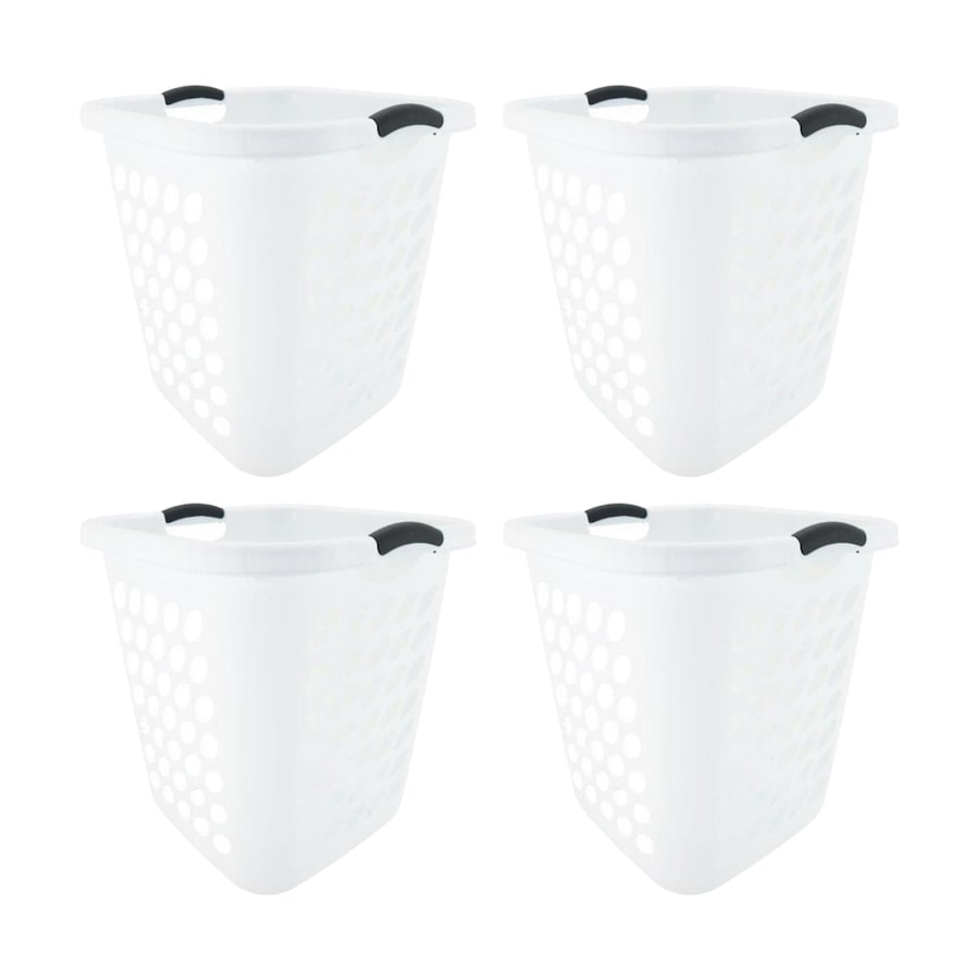 4PK Braz Plastic Tall Laundry Basket W/ Handles 45x45x49cm Assorted