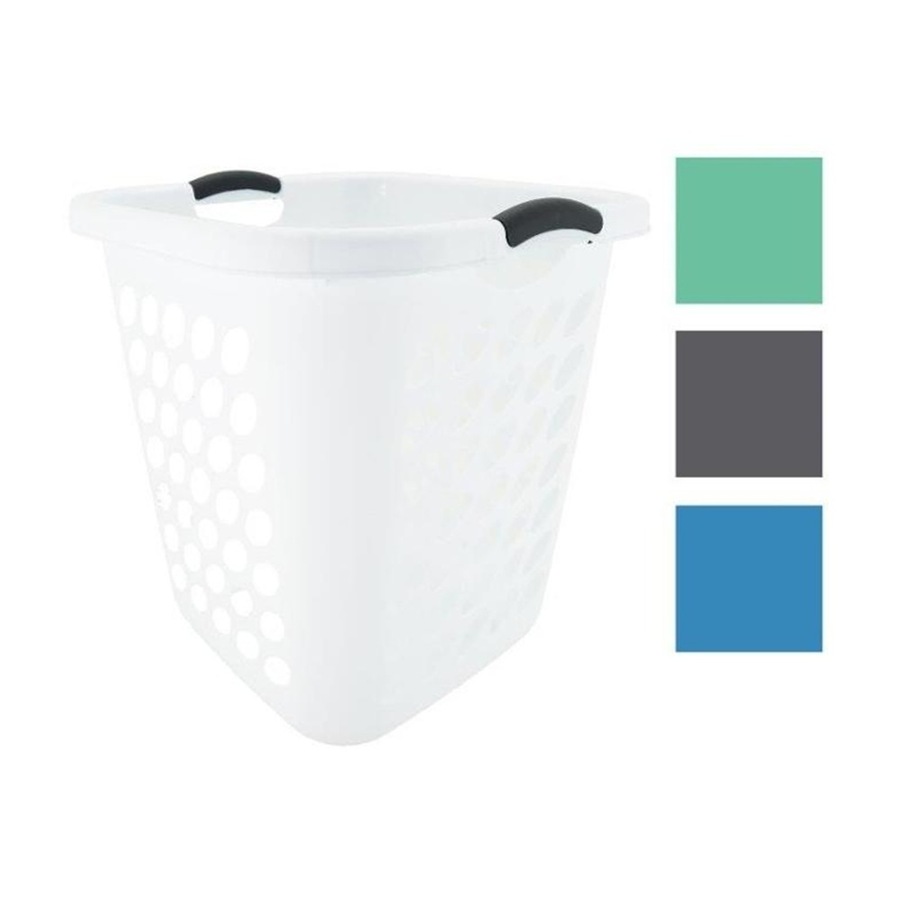 4PK Braz Plastic Tall Laundry Basket W/ Handles 45x45x49cm Assorted