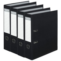 4PK Colour Hide A4 75mm 375 Sheets Lever Arch Binder File Organiser Office Black