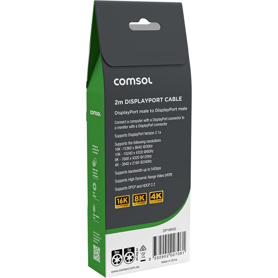 Buy 4PK Comsol DisplayPort Male-Male Computer Cable V2.1a 16K 2 Metres ...