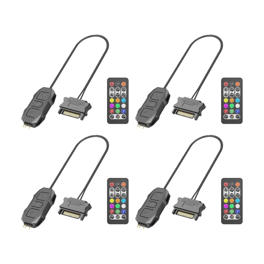 4PK Cruxtec SK1 ARGB Controller SATA 15-Pin Male to 5V 3-Pin W/ Remote