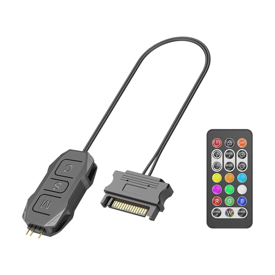 4PK Cruxtec SK1 ARGB Controller SATA 15-Pin Male to 5V 3-Pin W/ Remote