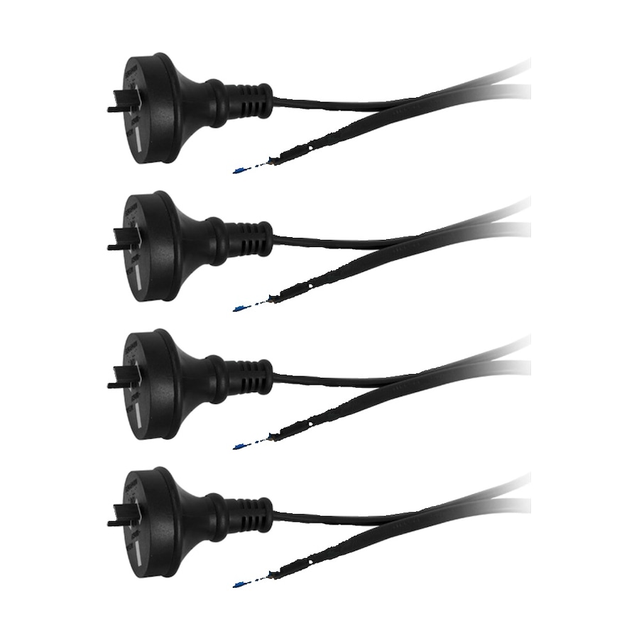 4PK Doss 3M 7.5A 2 Core Mains Lead Bare Wire Power Black Cable AU Cord