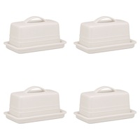 4PK Ecology Signature Porcelain Kitchen Lid Butter Dish Serveware 250g - White