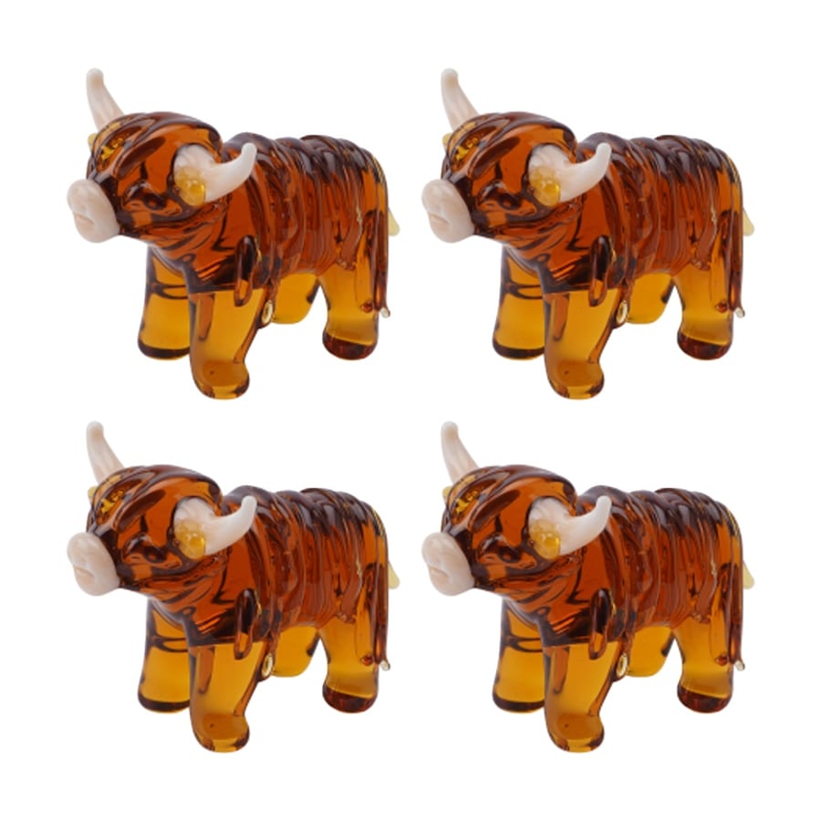 4PK Gibson Gifts Artisan Glass Highland Cow Home Decoration Sculptures/Figurines