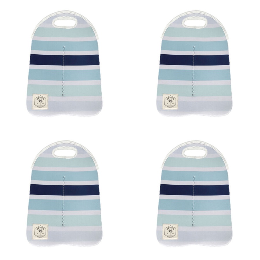 4PK Good Vibes Neoprene Double Cooler Bottle Bag Ocean Tide 38x24cm