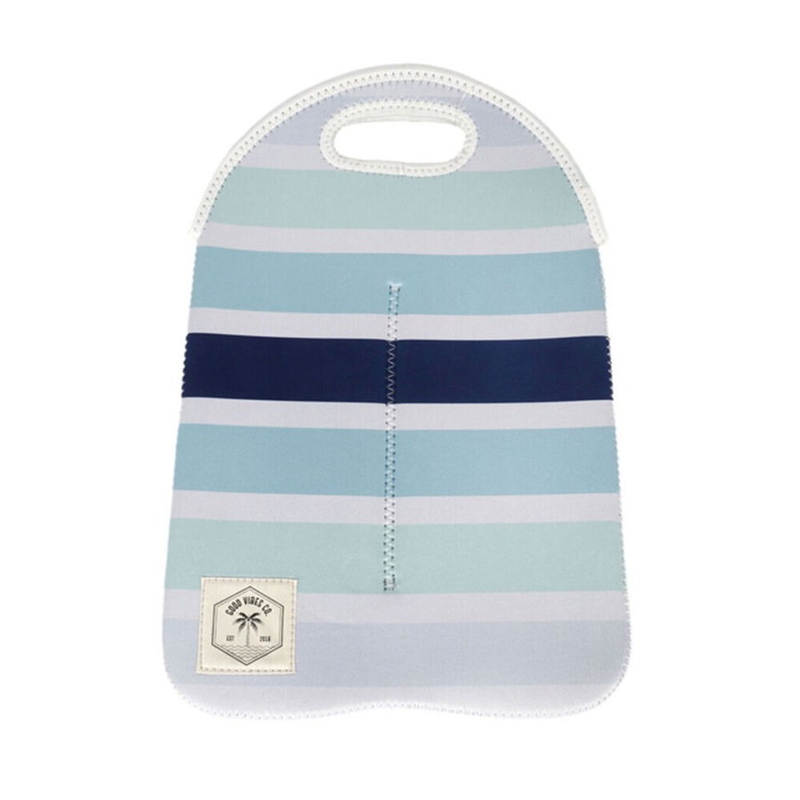 4PK Good Vibes Neoprene Double Cooler Bottle Bag Ocean Tide 38x24cm