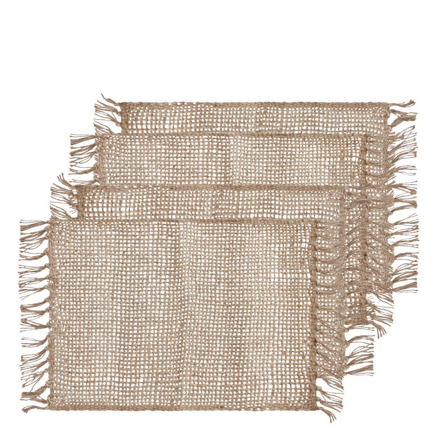 4PK J.Elliot Home Rowan 33x48cm Jute Placemat Table Protector Rectangle Natural