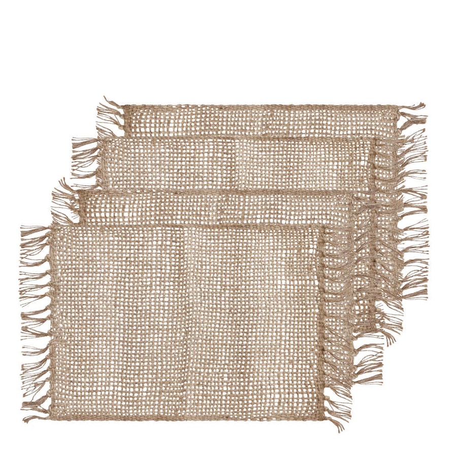 4PK J.Elliot Home Rowan 33x48cm Jute Placemat Table Protector Rectangle Natural