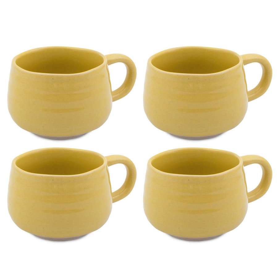 4PK Jamie Oliver Big Love Cosy Cuppa Coffee Mug w/ Handle 375ml Stoneware Yellow