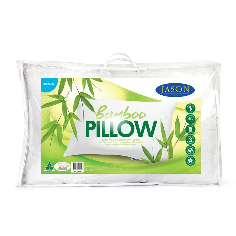 4PK Jason Medium Feel Bamboo Pillow Home Bedding Sleeping Cushion White