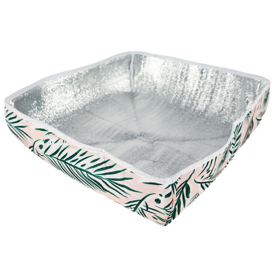 4PK Kitchenware Co Insulated Oxford Food Cover Pink/Green Leaf Design 65x54x15cm