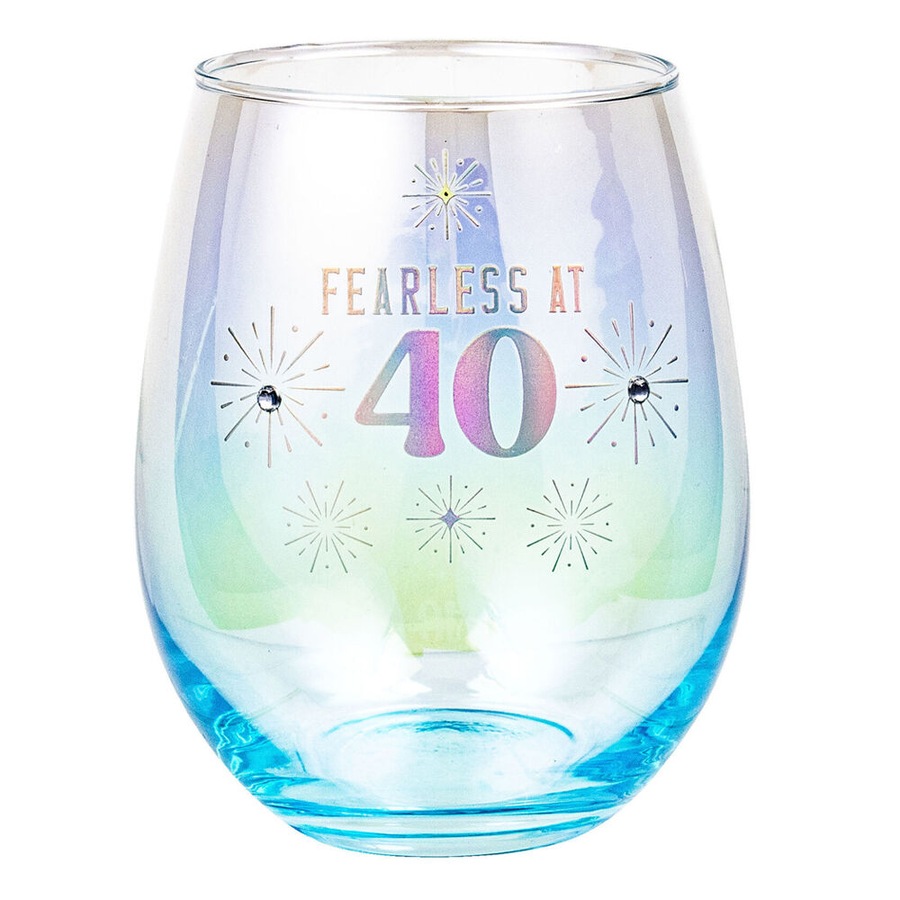 4PK LMD 40th Stemless Holographic Glass 560ml Cold Water/Juice Drinking Tumbler