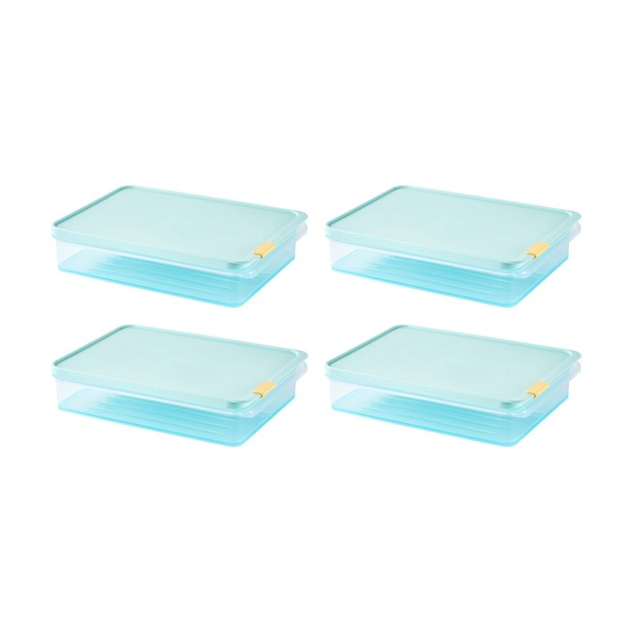4PK LocknLock Freezer Fit Food Storage Container Microwave Safe 2.2L Blue Lid