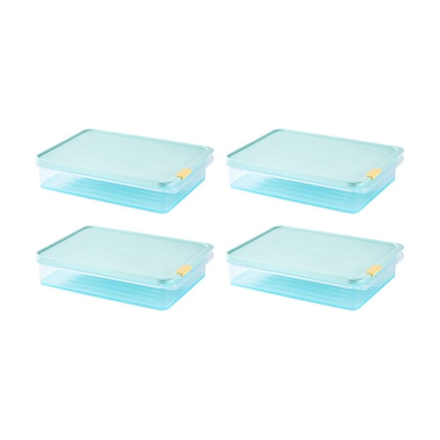 4PK LocknLock Freezer Fit Food Storage Container Microwave Safe 2.2L Blue Lid