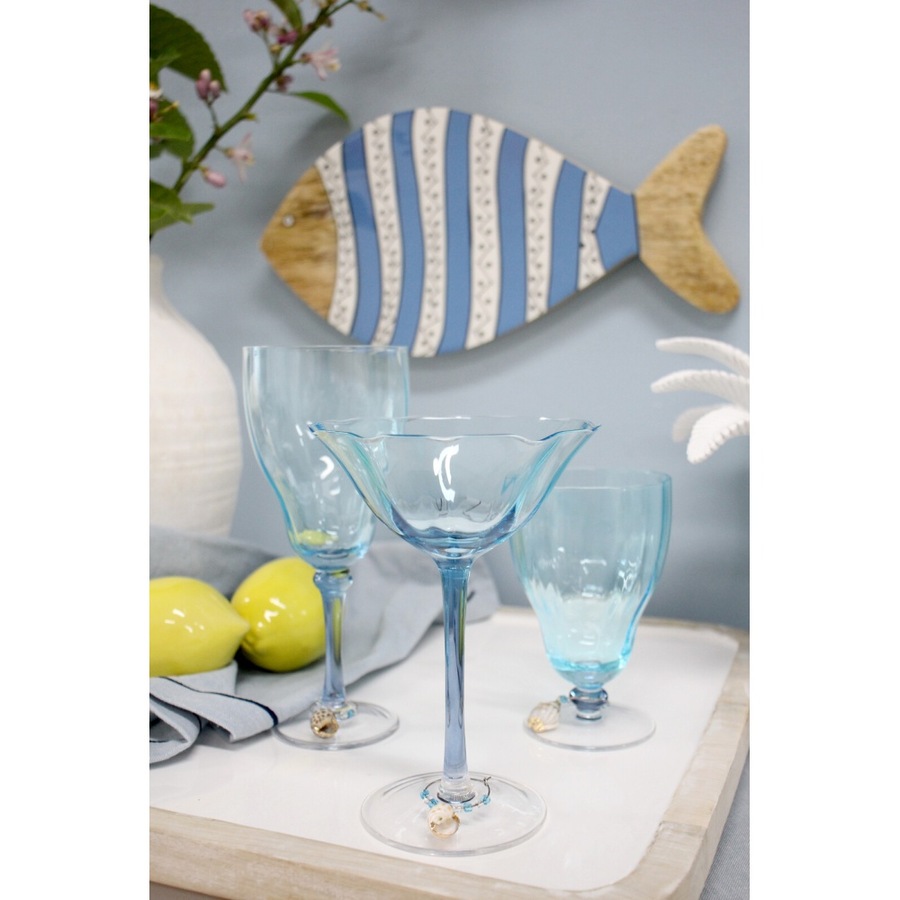 4PK LVD Decorative Ocean Wine Glass Barware/Drinkware Decor Blue 19x7x7cm