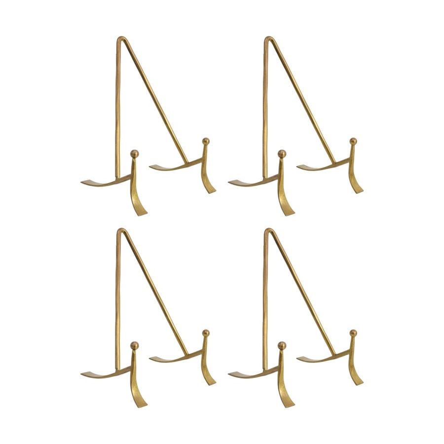 4PK LVD Small Handcrafted Metal Brass Plate Stand Accessory 15x9x9cm