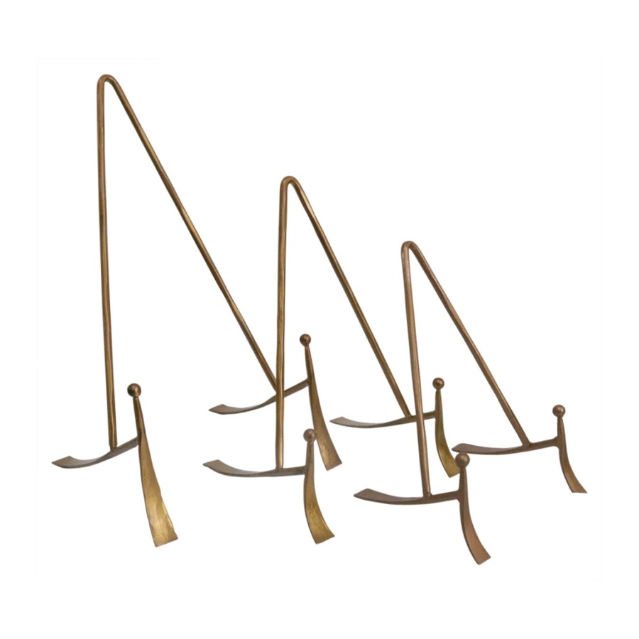 4PK LVD Small Handcrafted Metal Brass Plate Stand Accessory 15x9x9cm