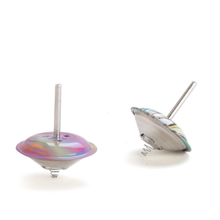 4PK MDI Metal Hopping Spinning Top Classic Retro Desk Toy Display Kids 3.6x5.6cm