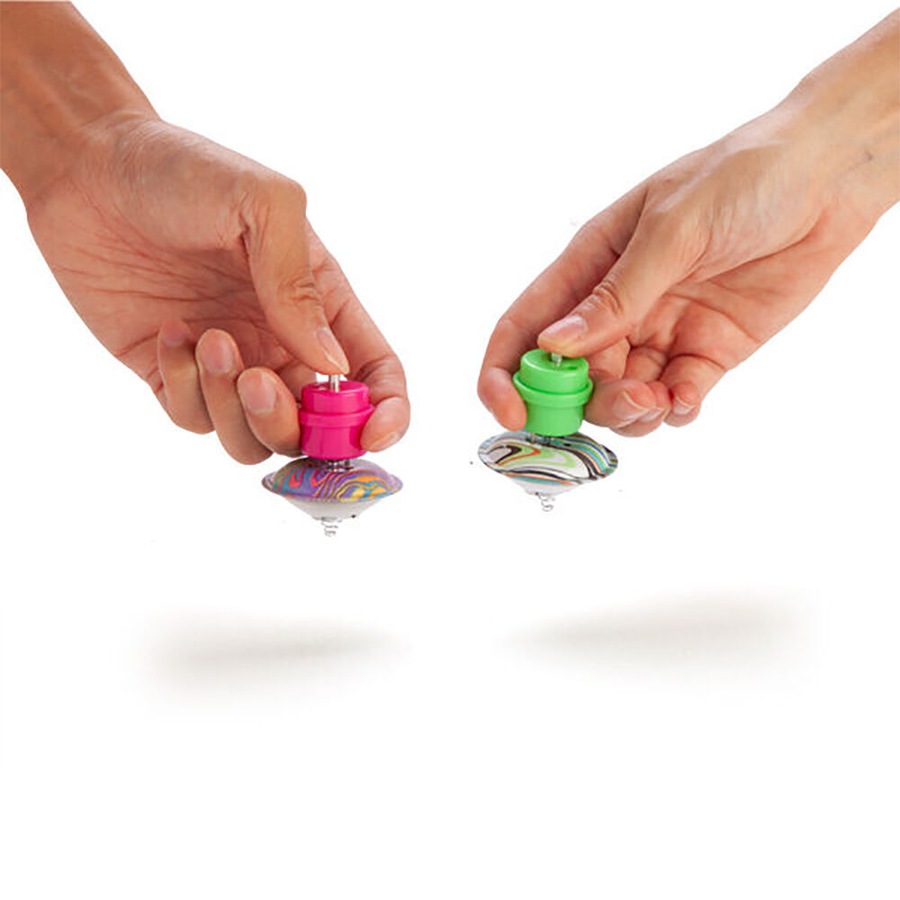 4PK MDI Metal Hopping Spinning Top Classic Retro Desk Toy Display Kids 3.6x5.6cm