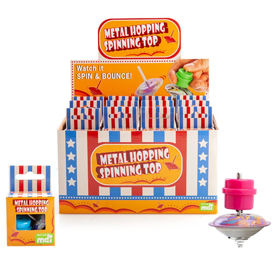 4PK MDI Metal Hopping Spinning Top Classic Retro Desk Toy Display Kids 3.6x5.6cm
