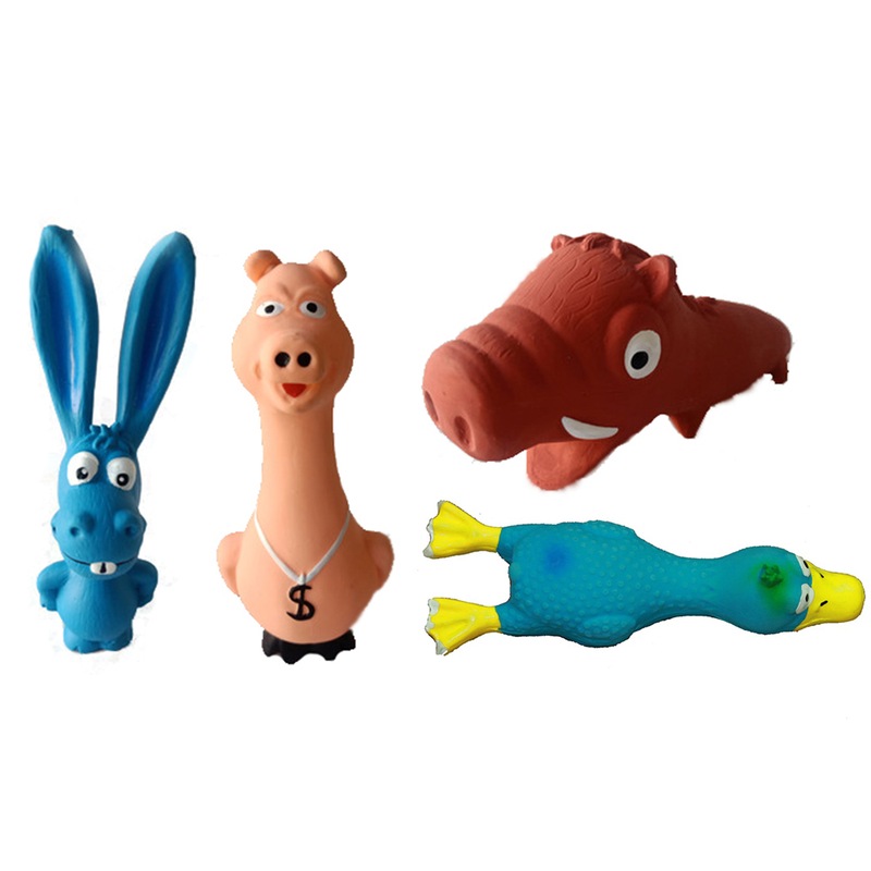 Buy 4PK Paw Play Latex Rubber Non Toxic Duck/Donkey/Hog/Pig Squeaky
