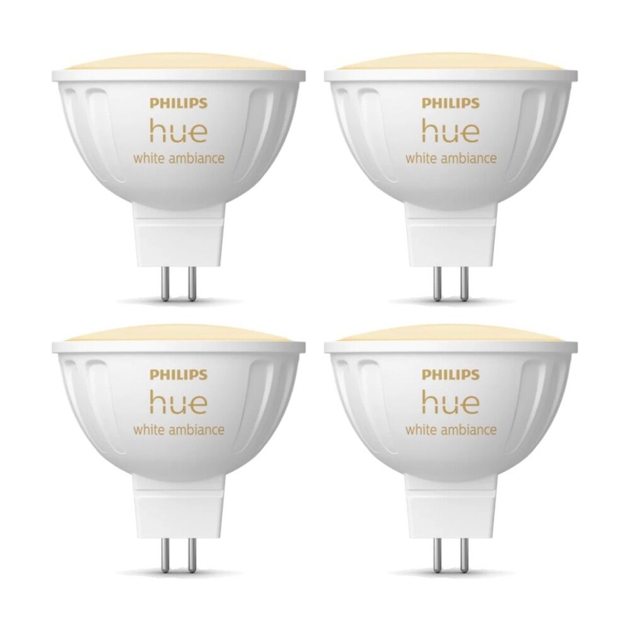 4PK Philips Hue Warm to Cool White Ambience MR16 Smart Lightbulb 5.1W