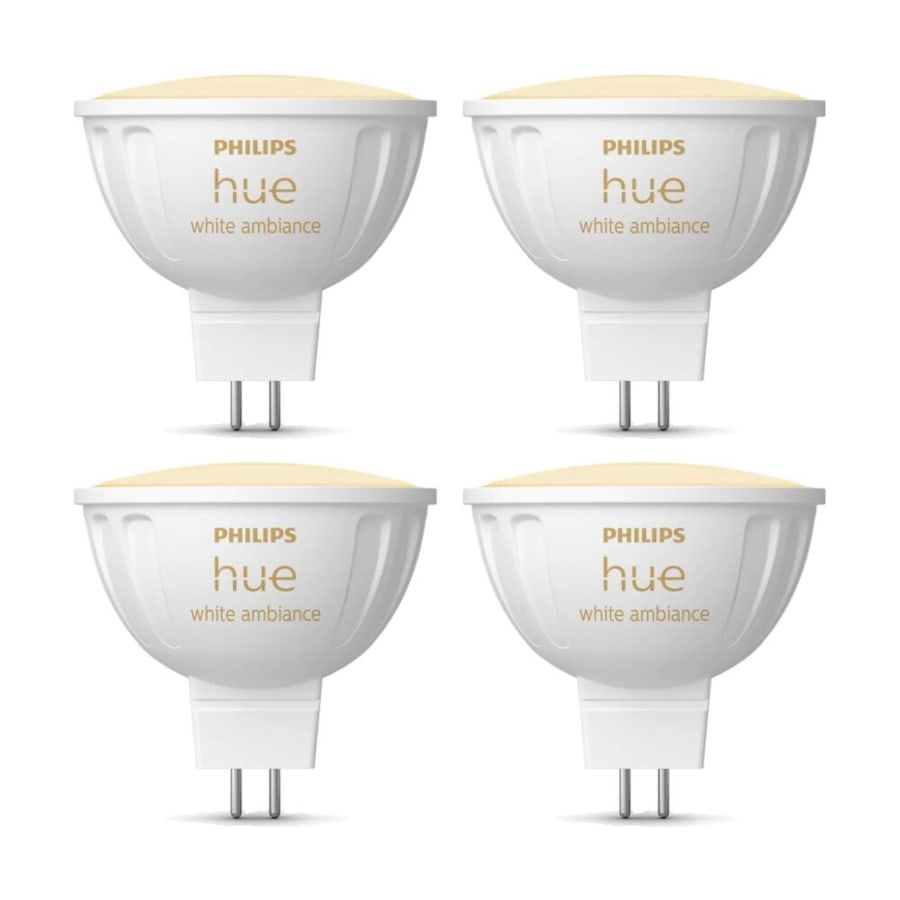 4PK Philips Hue Warm to Cool White Ambience MR16 Smart Lightbulb 5.1W