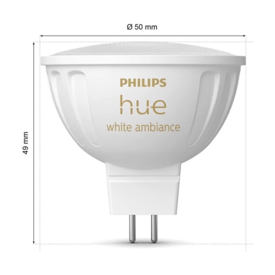 4PK Philips Hue Warm to Cool White Ambience MR16 Smart Lightbulb 5.1W