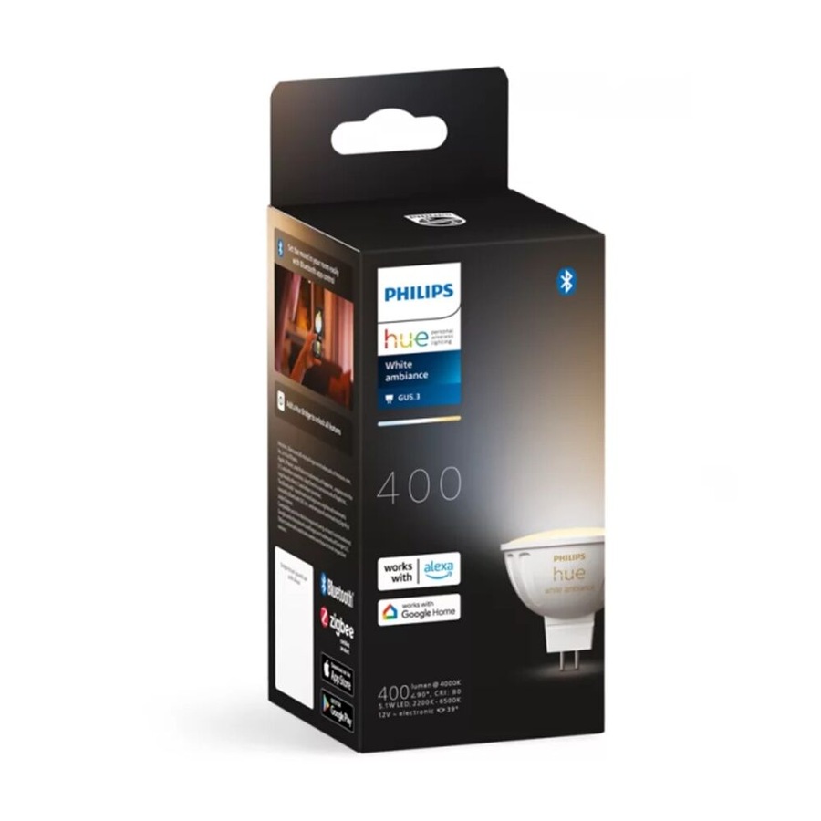 4PK Philips Hue Warm to Cool White Ambience MR16 Smart Lightbulb 5.1W