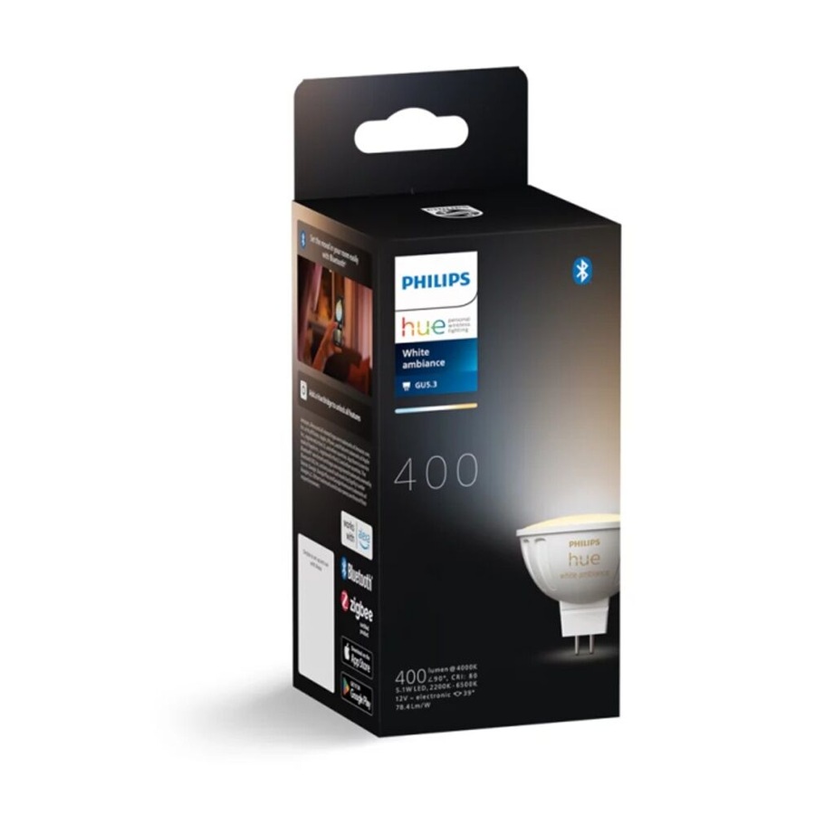 4PK Philips Hue Warm to Cool White Ambience MR16 Smart Lightbulb 5.1W