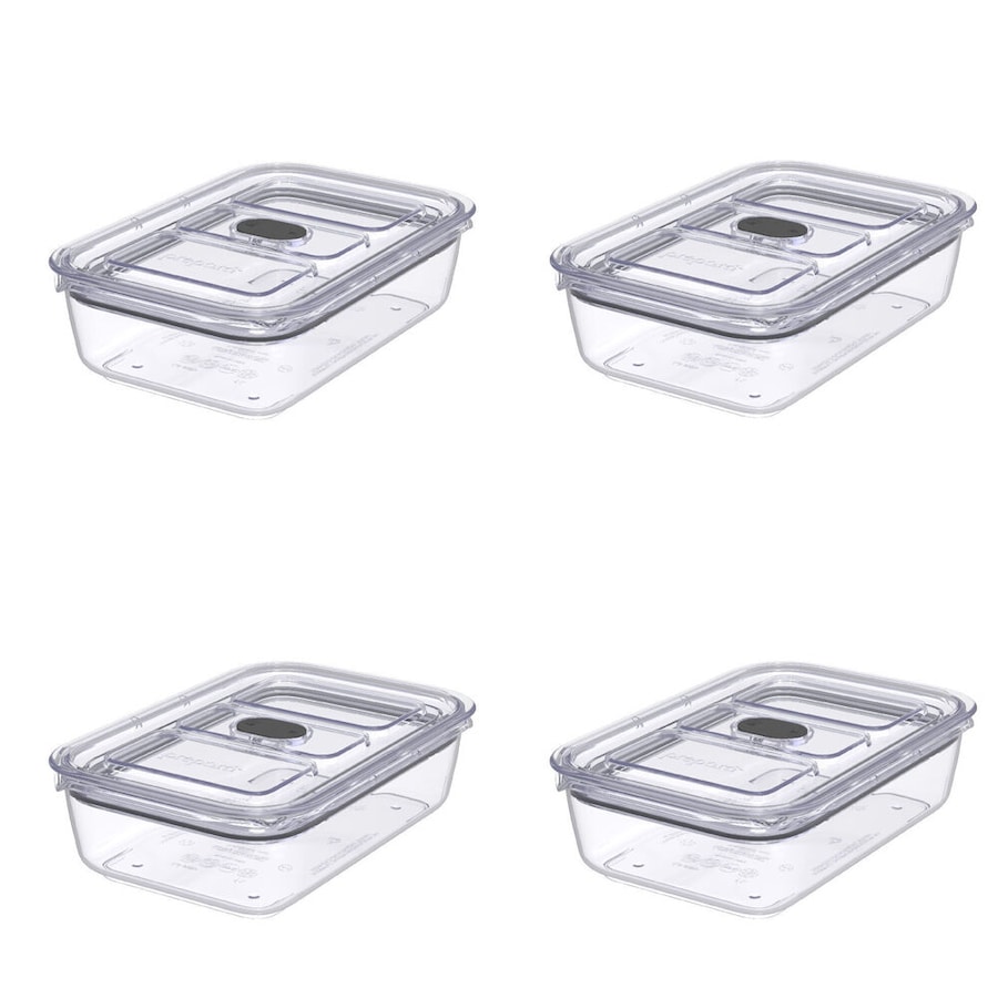 4PK Prepara LatchLok Click 1L Rectangular Airtight Food Container 20.35cm