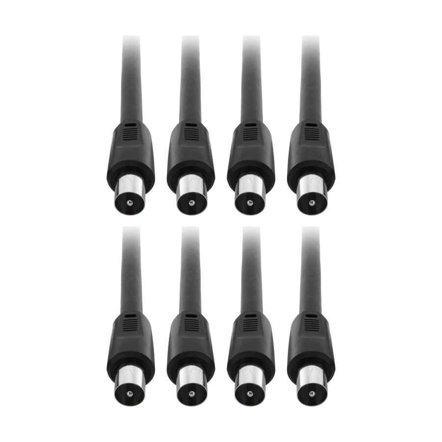4PK Pro2 2M Rg59Quad Pal Flylead Plug To Lead Black Digital Coaxial Cable Coax