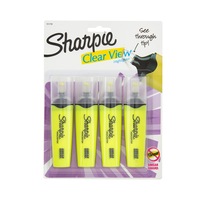 4PK Sharpie Clear View Highlighter Office/School Pen Marker Writing Yellow
